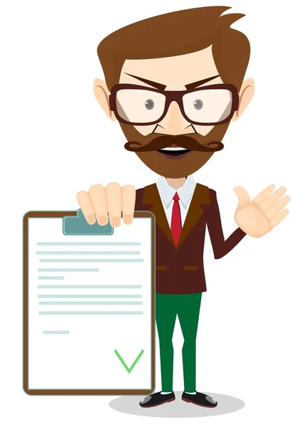 Man Holding a Document in which All Approved (en inglés). vector — Archivo Imágenes Vectoriales