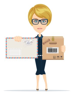 Güzel kız postacı, vektör çizim