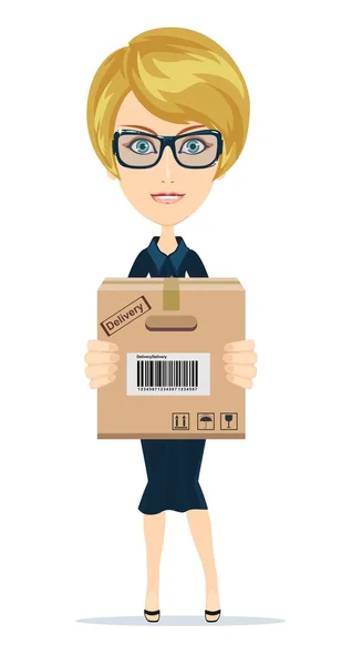 Delivery woman isolated on the white background.Vector — Stock Vector