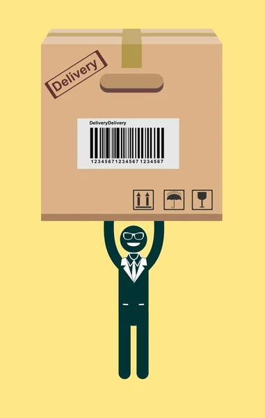 Businessman holding a package. Vector — Stock Vector