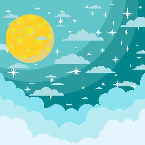 Moon on the night sky — Stock Vector