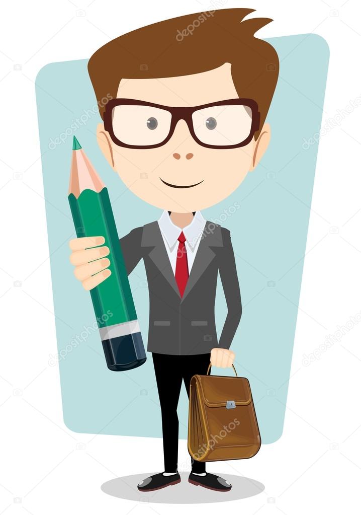 Teacher with a pencil to correct and study, vector illustration
