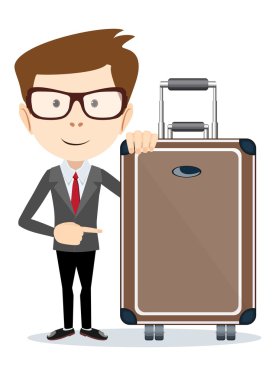 Man with bag over white background