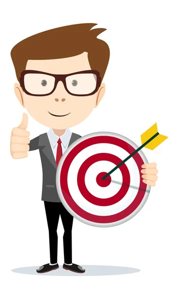 Man holding a target with arrow — Stock Vector