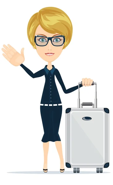 Businesswoman travelling isolated on white — Stock Vector