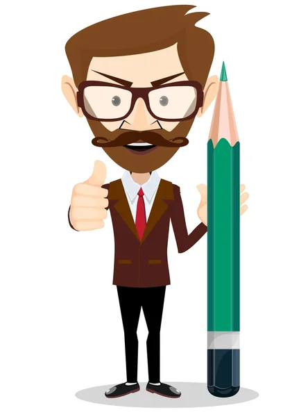 Man-Teacher with a pencils, Stock vector illustration — 스톡 벡터