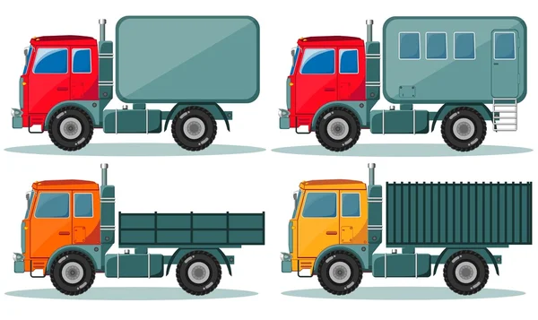 Trucks icons set. Vector of vehicles — Stock Vector