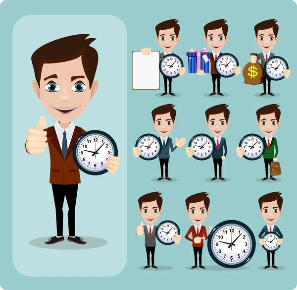 Set of businessman and clock , eps10 vector format — Stock Vector