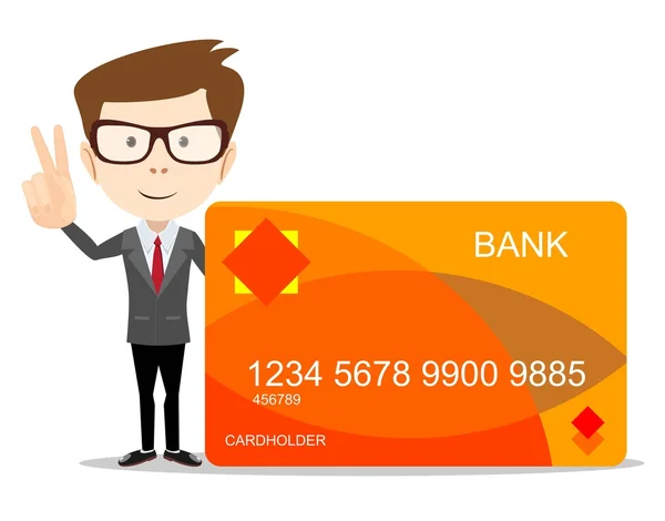 Man met creditcard voor gebruik in de reclame — Stockvector