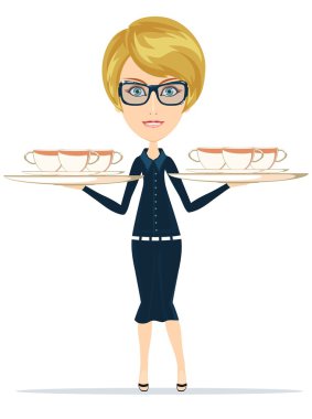 Mutlu gülümseyen kadın şef aşçı garson