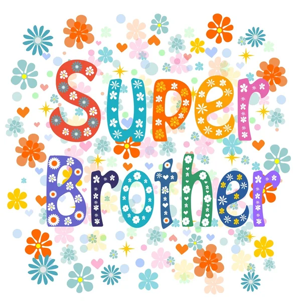 Super hermano tipografía decorativa — Vector de stock