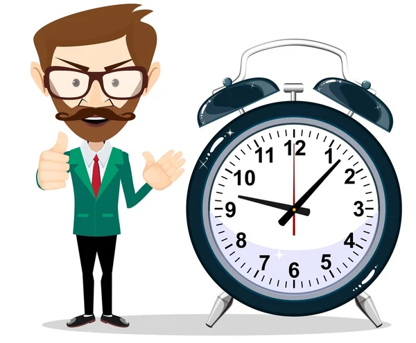 Man with an alarm clock — Stock Vector