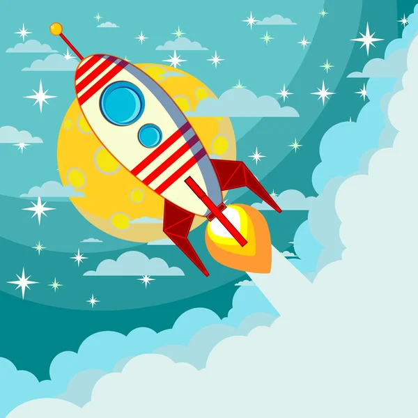 Space rocket flying in space — Stock Vector