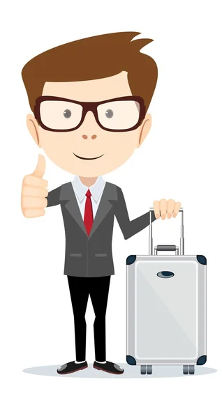 Traveling man with suitcase Vector illustration — Stock Vector