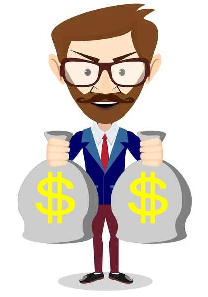 The man gives a bag with dollars — Stock Vector