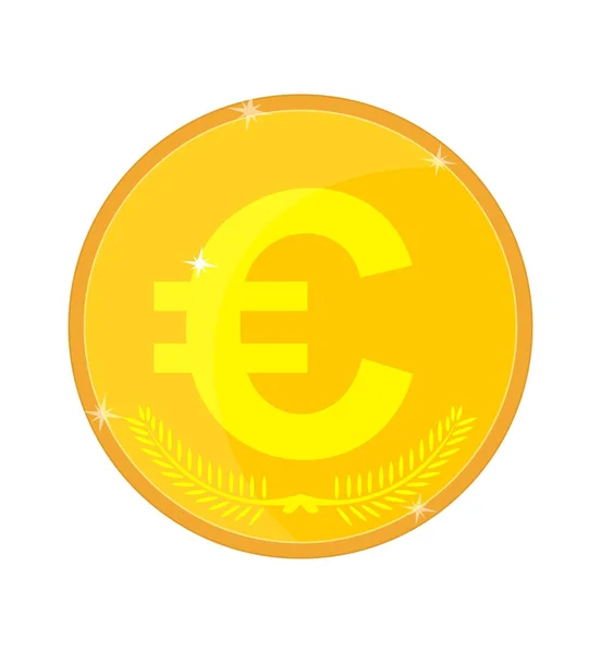 Gold coin with the euro symbol — Stock Vector