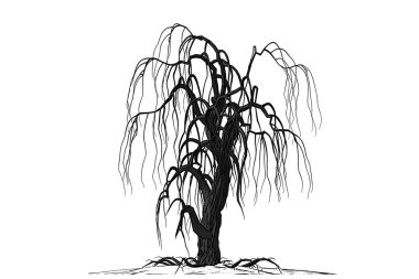 Beyaz arka planda kuru ağaç. Cadılar Bayramı.