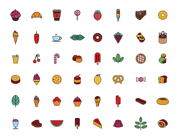 Conjunto de color icono de comida — Archivo Imágenes Vectoriales