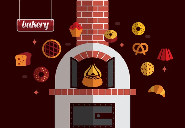 Иконы пекарни. плоский дизайн — стоковый вектор