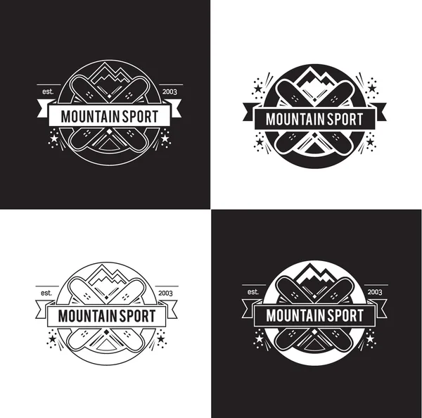 Zwart sport label set. — Stockvector