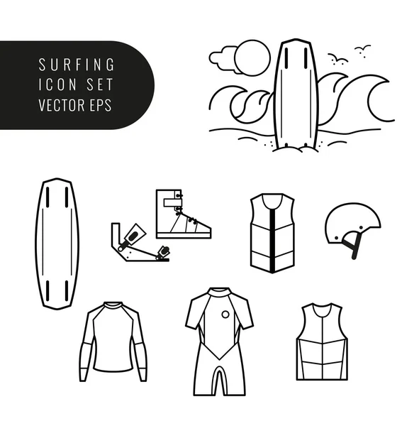 Surf icono conjunto — Vector de stock