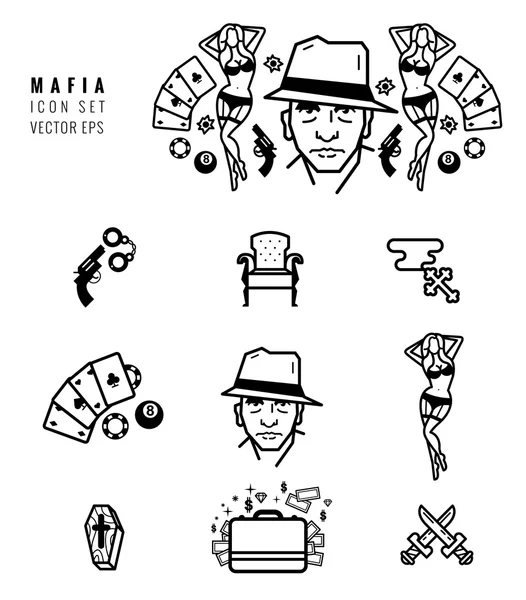 Conjunto de iconos de mafia — Archivo Imágenes Vectoriales