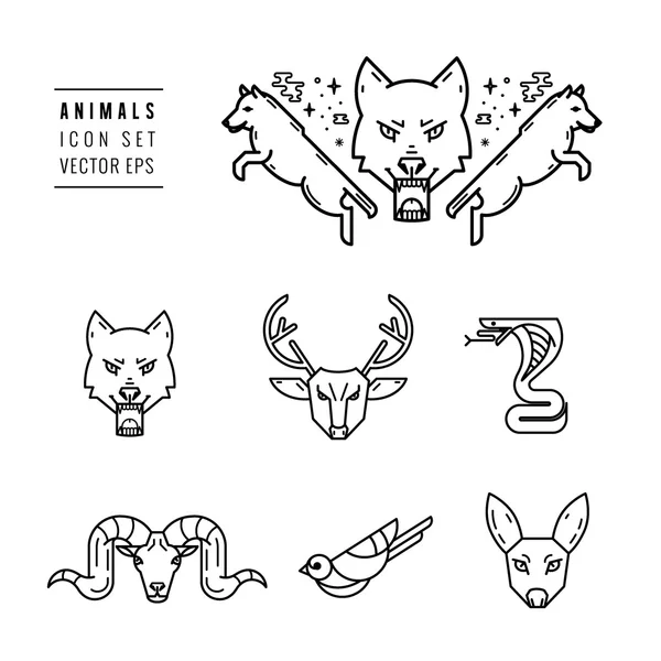 Animal icono conjunto — Archivo Imágenes Vectoriales
