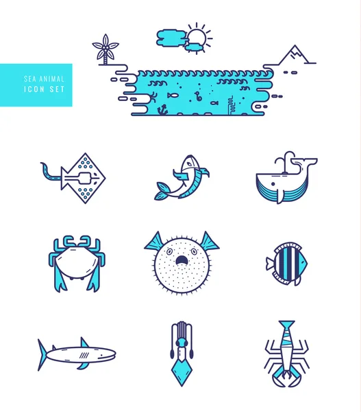 Ikona mořských živočichů — Stockový vektor