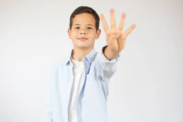 Hübsches Kleinkind Mit Braunen Augen Das Den Finger Hebt Ist — Stockfoto