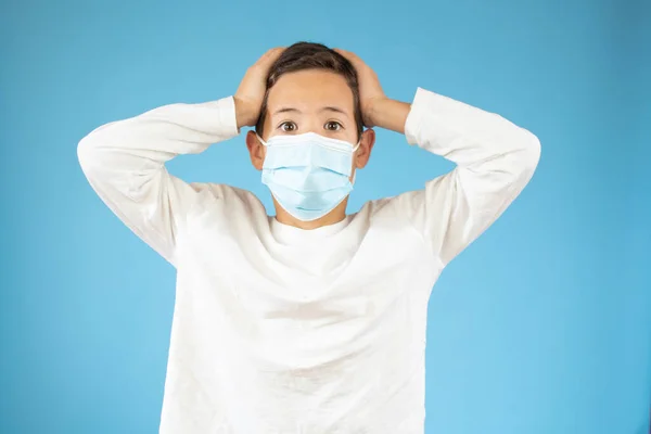 Young Ten Years Old Boy Medical Mask Concept Quarantine Protection — Stock Photo, Image