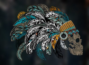 Kafatası tüylü - Hint headdress vektör