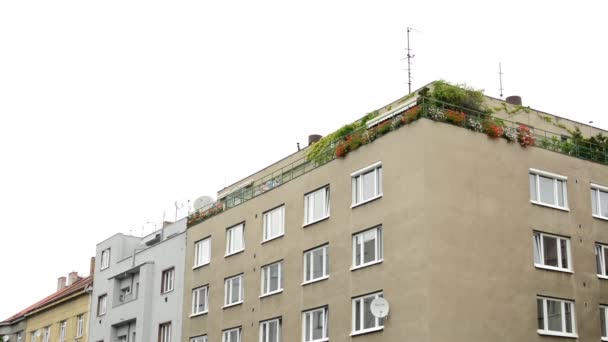 Jardín al aire libre en el balcón de la casa - cielo — Vídeos de Stock