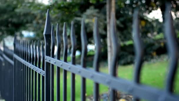 Metalen fence - tuin — Stockvideo