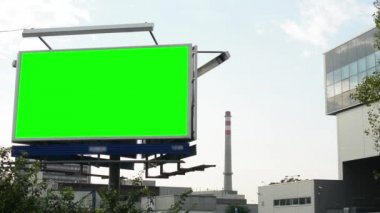 Şehir - yeşil ekran arka planda - buildings(factory) - smokestack billboard