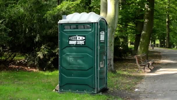 Park - orman (ağaçlar) yolu ile - tezgah tuvalet — Stok video