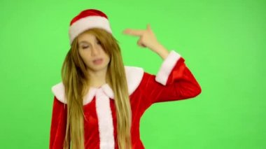 Noel - tatil - genç çekici kadın - yeşil ekran - kadın kendini (Noel fever - kaos öldürür)