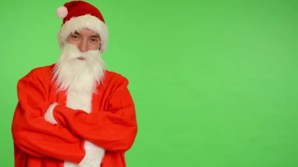 Papai Noel - tela verde - estúdio - Papai Noel sorri — Vídeo de Stock