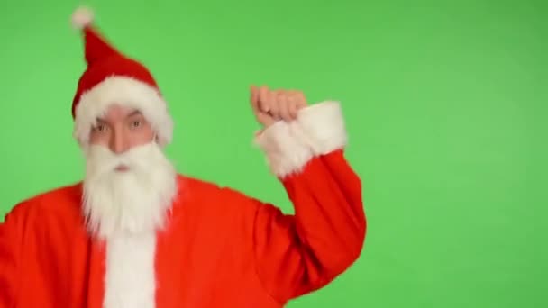 Papai Noel - tela verde - estúdio - santa claus dançando — Vídeo de Stock