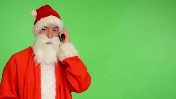 Papai Noel - tela verde - estúdio - telefone Papai Noel — Vídeo de Stock