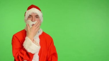 Noel Baba - yeşil ekran - studio - Noel Baba düşünme ve sakalını vuruş