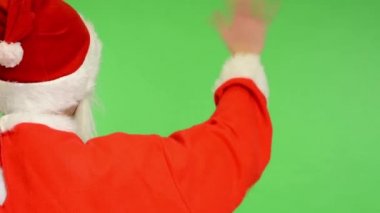 Noel Baba - yeşil ekran - studio - Noel Baba ayakta geri ve dalgalar