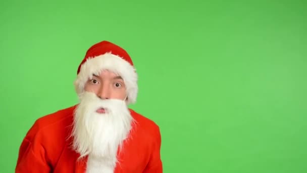 Papai Noel - tela verde - estúdio - Papai Noel está com raiva — Vídeo de Stock