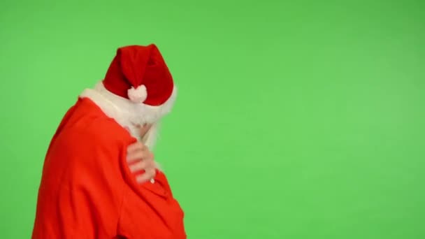 Papai Noel - tela verde - estúdio - tremor de Papai Noel — Vídeo de Stock