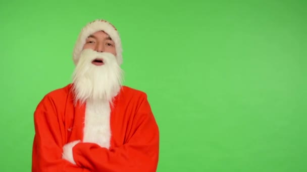 Santa claus - zielony ekran - studio - Mikołaj śmieje się — Wideo stockowe