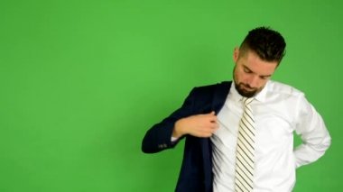 İş adamı ceket - yeşil ekran - studio giyer