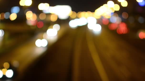 Night highway cars - night city - lights - blur (unfocused) — Stock Video