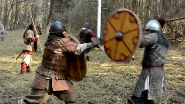 Batalla medieval - guerra - lucha de soldados — Vídeo de stock