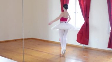 Genç balerin hall - katı - yansıma aynada dans