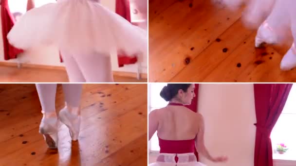 4k Montage (Kompilation) - junge Ballerina tanzt im Saal — Stockvideo