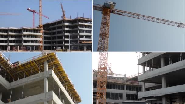 PRAGA, REPÚBLICA CHECA - MAYO 2014: Montaje 4K (compilación) - Construcción de edificios - soleado - cielo azul — Vídeo de stock